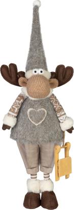 Decorațiune ren de Crăciun băiat MagicHome, textilă, 13x21x53 cm