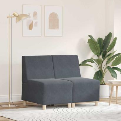 Unitate Sofa Modulară Fără Brațe 2 pcs Gri închis GartenMobel Dekor