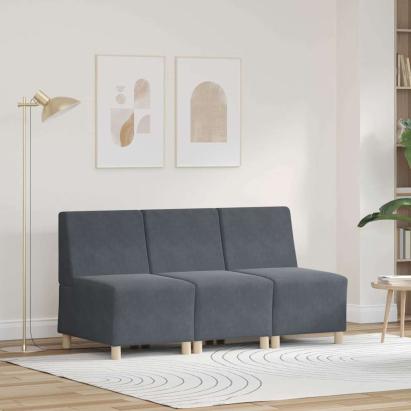 Unitate Sofa Modulară Fără Brațe 3 pcs Gri închis GartenMobel Dekor