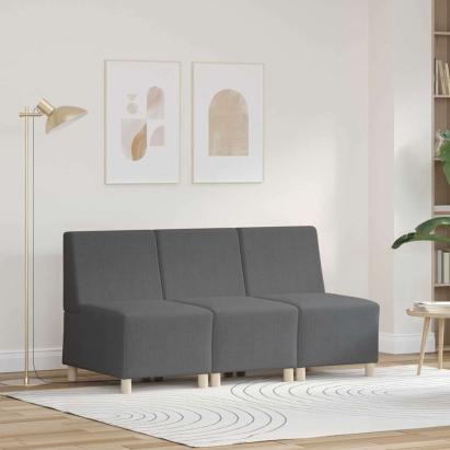 Unitate Sofa Modulară Fără Brațe 3 pcs Gri închis GartenMobel Dekor
