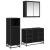 Set de mobilier pentru baie 3 pcs Stejar Negru Lemn compozit GartenMobel Dekor