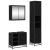 Set de mobilier pentru baie 3 pcs Stejar Negru Lemn compozit GartenMobel Dekor