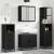Set de mobilier pentru baie 4 pcs Stejar Negru Lemn compozit GartenMobel Dekor
