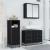 Set de mobilier pentru baie 3 pcs Stejar Negru Lemn compozit GartenMobel Dekor