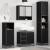Set de mobilier pentru baie 3 pcs Stejar Negru Lemn compozit GartenMobel Dekor