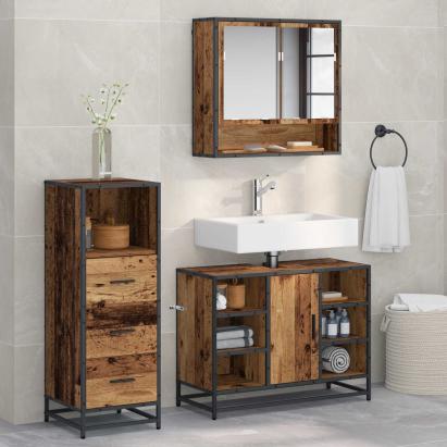 Set de mobilier pentru baie 3 pcs Lemn Vechi Lemn compozit GartenMobel Dekor