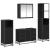 Set de mobilier pentru baie 4 pcs Stejar Negru Lemn compozit GartenMobel Dekor