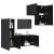 Cabinet TV Pe perete 4 pcs Stejar Negru Lemn compozit GartenMobel Dekor