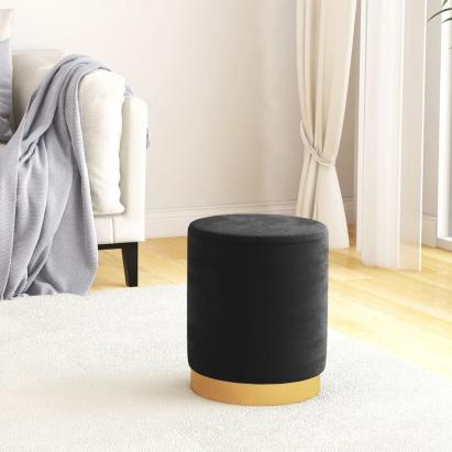Taburet depozitare rotund, negru, catifea 31 x 37 cm GartenMobel Dekor