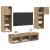 Unități pentru Pereți de TV 5 pcs Stejar Negru Lemn compozit GartenMobel Dekor