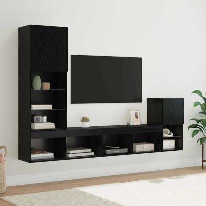 Unități pentru Pereți de TV Stejar Negru Lemn compozit GartenMobel Dekor