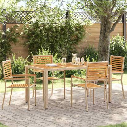 Scaune de grădină stivuibile 4 pcs Maro și Bej 54 x 56 x 90 cm GartenMobel Dekor