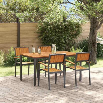 Set de masă pentru grădină 5 pcs Negru Lemn Solid de Acacia GartenMobel Dekor