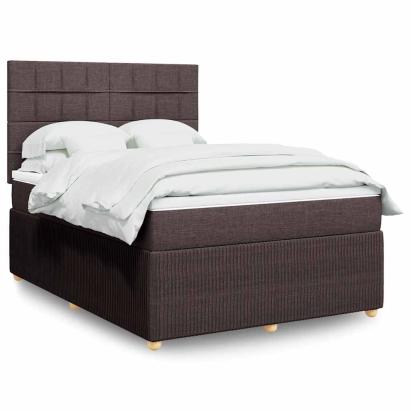 Pat continental cu saltea, maro închis, 140x200 cm, textil GartenMobel Dekor