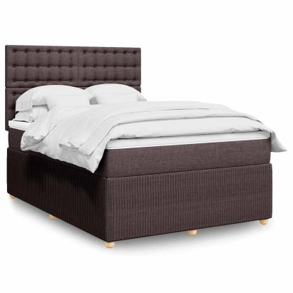 Pat continental cu saltea, maro închis, 140x200 cm, textil GartenMobel Dekor