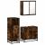 Set mobilier de baie, 3 piese, stejar fumuriu, lemn prelucrat GartenMobel Dekor