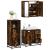 Set mobilier de baie, 3 piese, stejar fumuriu, lemn prelucrat GartenMobel Dekor