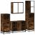 Set de mobilier de baie 4 piese Lemn prelucrat de stejar afumat GartenMobel Dekor
