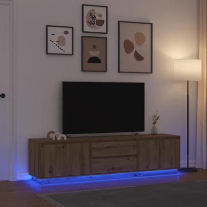 Dulap TV cu lumini LED Artisan Stejar 193,5x41x50 cm GartenMobel Dekor