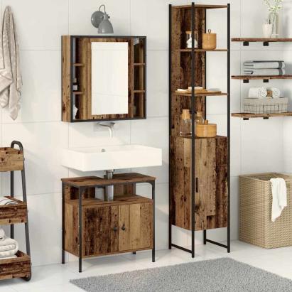 Set de mobilier pentru baie 3 pcs Lemn Vechi Lemn compozit GartenMobel Dekor