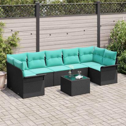 Set de canapele pentru grădină 8 pcs Negru Rattan poli GartenMobel Dekor