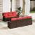 Set de canapea 8 pcs Maro și roșu Poliester GartenMobel Dekor