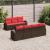 Set de canapea 8 pcs Maro și roșu Poliester GartenMobel Dekor