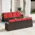 Set de canapea 9 pcs Maro și roșu Poliester GartenMobel Dekor