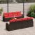 Set de canapea 9 pcs Maro și roșu Poliester GartenMobel Dekor