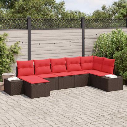 Set de canapele pentru grădină cu pernă 7 pcs Maro poliratan GartenMobel Dekor