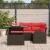 Set de canapele pentru grădină 5 pcs Maro și roșu poliratan GartenMobel Dekor