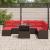 Set de canapele pentru grădină 9 pcs Maro și roșu poliratan GartenMobel Dekor
