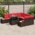 Set de canapele pentru grădină 9 pcs Maro și roșu poliratan GartenMobel Dekor