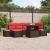 Set de canapele pentru grădină cu pernă 7 pcs maro și roșu GartenMobel Dekor