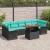 Set de canapele pentru grădină cu pernă 8 pcs Negru și Albastru GartenMobel Dekor