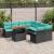 Set de canapele pentru grădină cu pernă 9 pcs Negru și Albastru GartenMobel Dekor
