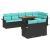 Set de canapele pentru grădină cu pernă 9 pcs Negru și albastru GartenMobel Dekor