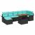 Set de canapele pentru grădină cu pernă 8 pcs Negru și Albastru GartenMobel Dekor