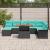 Set de canapele pentru grădină cu pernă 9 pcs Negru și albastru GartenMobel Dekor