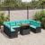 Set de canapele pentru grădină Manual 10 pcs Negru și albastru GartenMobel Dekor