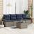 Set de canapele pentru grădină 5 pcs Gri și bleumarin poliratan GartenMobel Dekor