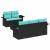 Set de canapele pentru grădină 6 pcs Negru și Turcoaz poliratan GartenMobel Dekor