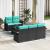 Set de canapele pentru grădină 6 pcs Negru și Turcoaz poliratan GartenMobel Dekor