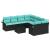 Set de canapele pentru grădină 9 pcs Negru și Turcoaz poliratan GartenMobel Dekor