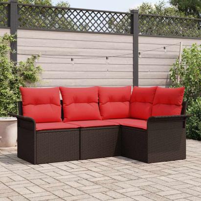 Set de canapele pentru grădină 4 pcs Maro poliratan GartenMobel Dekor
