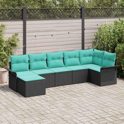 Set de canapele pentru grădină 7 pcs Negru poliratan GartenMobel Dekor