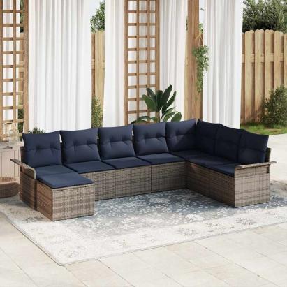 Set de canapele pentru grădină 8 pcs Gri deschis Rattan poli GartenMobel Dekor