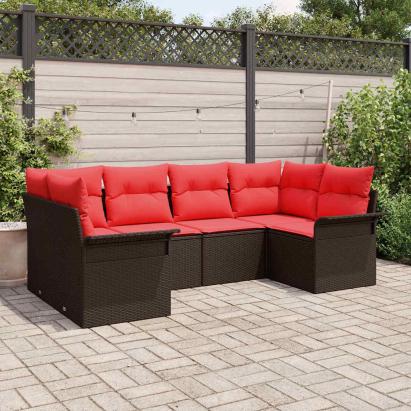 Set de canapele pentru grădină 6 pcs Maro Rattan poli GartenMobel Dekor