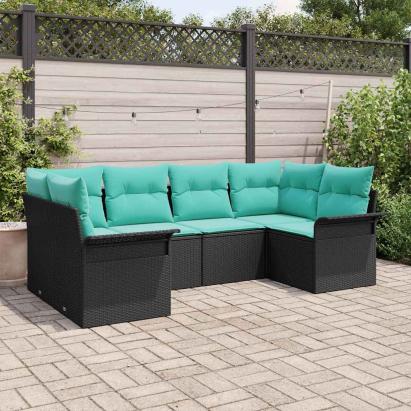 Set de canapele pentru grădină 6 pcs Negru Rattan poli GartenMobel Dekor