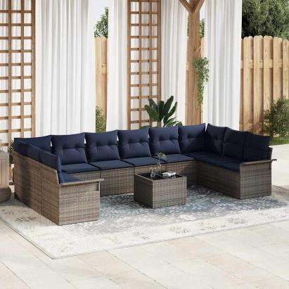 Set de canapele pentru grădină 11 pcs Gri poliratan GartenMobel Dekor